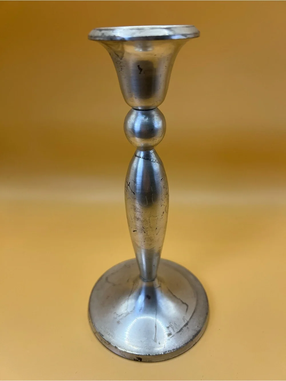 Crate and Barrel Modern Silver Metal Teardrop Baluster Candle Holder 7